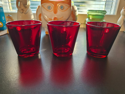 Iittala Kaj Frank Kartio punainen lasi x 3