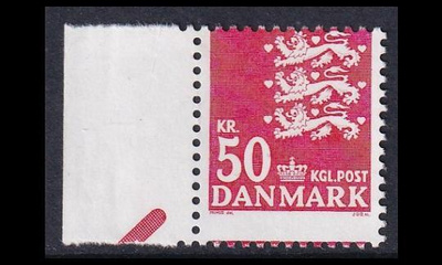 Tanska 827 ** Vaakuna 50 kr punainen SIIRTYMÄ (1985)