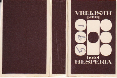 Helsinki, Hotel Hesperia, Tulitikkuetiketti.  e174