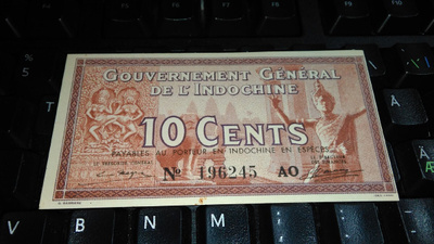 Indochine Indokiina 10 Cents 1939 P85 UNC