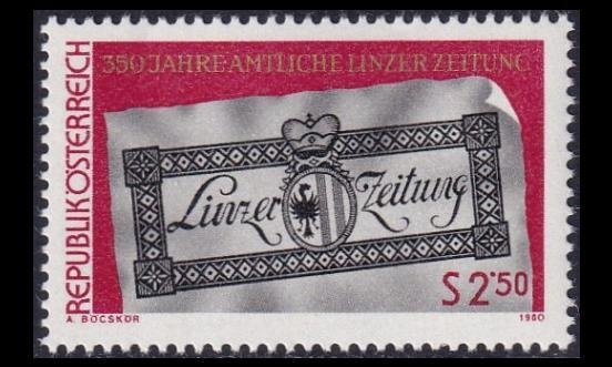 Itävalta 1657 ** Sanomalehti Linzer 350v (1980)