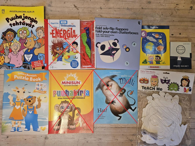 Lasten puuhakirjoja ja naamioaskartelupohjia, yht. 5 €