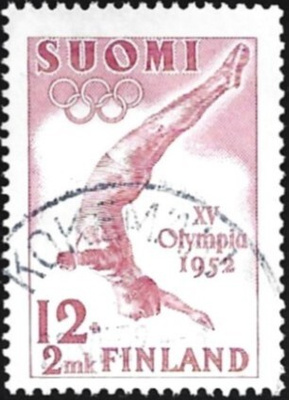 1951 XV Olymp Uimahyppy 12+2 mk alareuna LOISTO LaPe 403