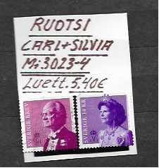 RUOTSI  CARL+SILVIA  Mi 3023-4 luett.5,40€