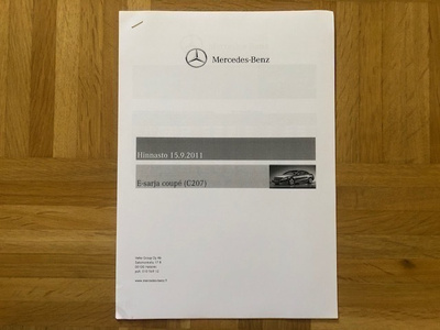Hinnasto ja lisävarusteet Mercedes C207 E Coupe 2011. Esite