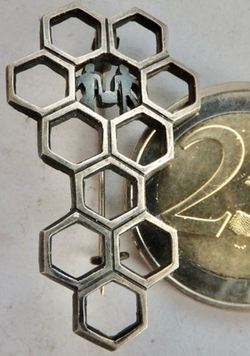 VANHA Koru Rintaneula Hopeaa 1968 Design Holger Lindström