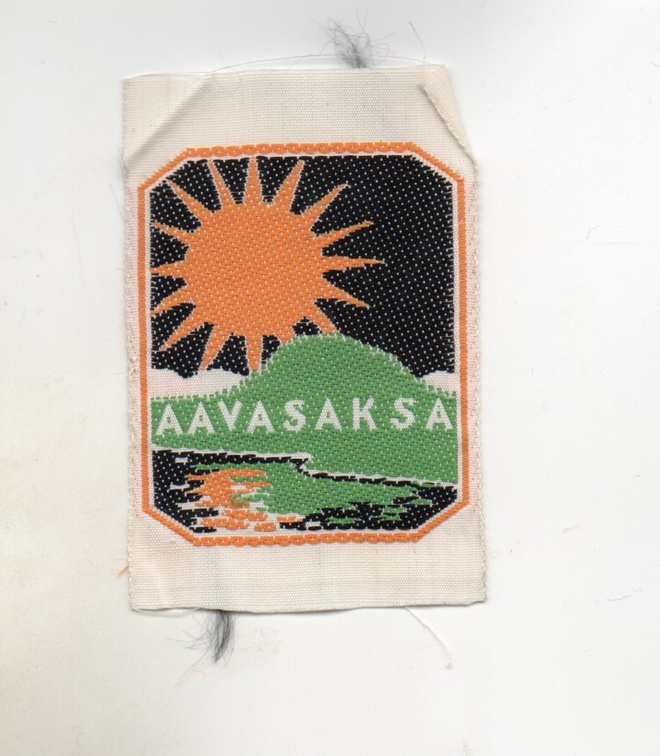 Aavasaksa: Matkailu /hihamerkki  (kangasta)