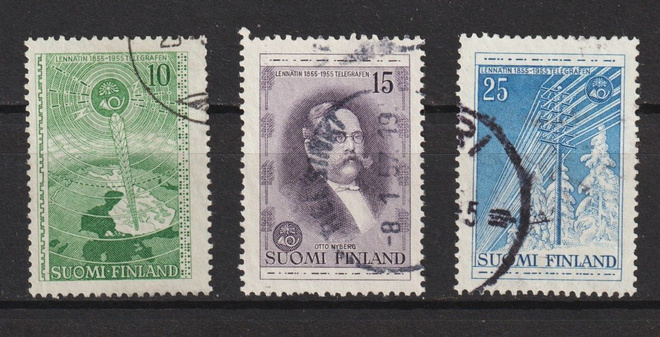 1955 Lennätin 100vuotta merkkisarja leimattuna