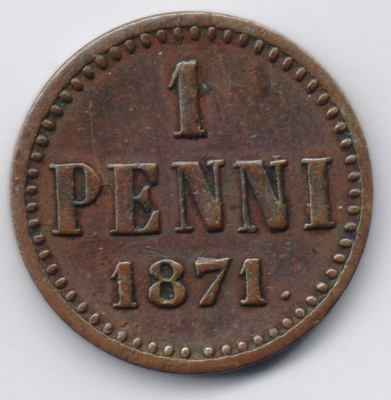1871 1 penni tyyppi 2 kl5