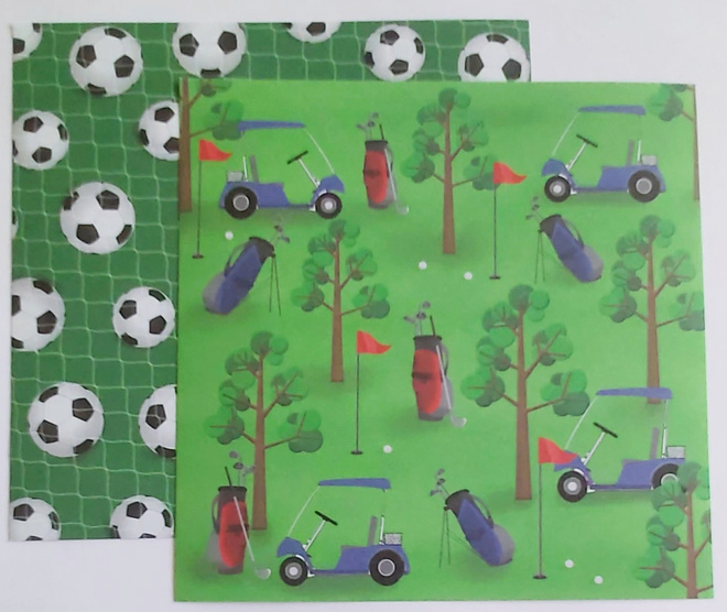 KUVIOPAPERIT/GOLF JA JALKAPALLO 2 KPL 15 x 15 cm