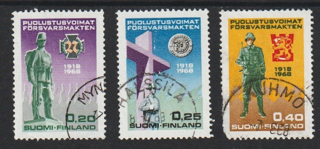 1968 Puolustusvoimat 50v merkkisarja leimattuna