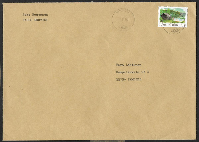 Postilähetys - Yl.m. 2,00 (LAPE 809) Ruovesi 5.11.1990