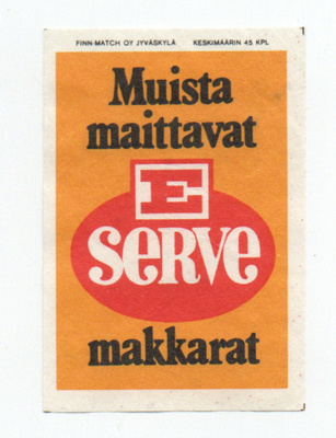 FINN-MATCH OY JYVÄSKYLÄ E SERVE Tulitikkuetiketti