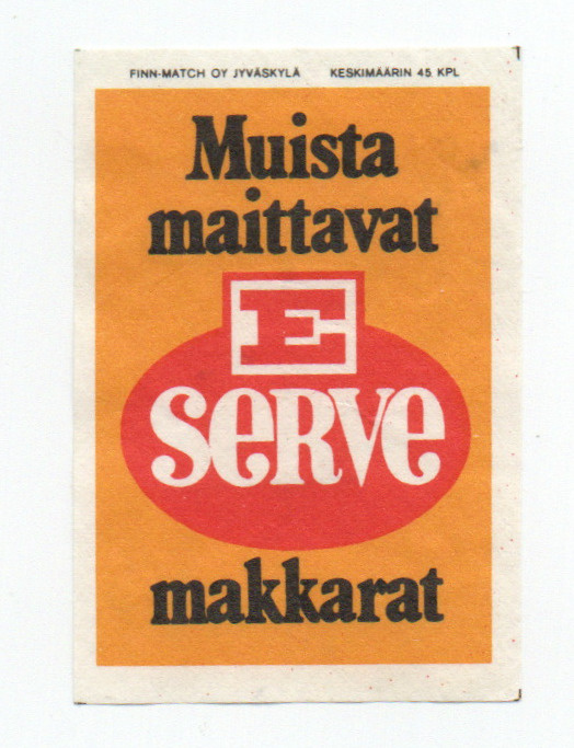 FINN-MATCH OY JYVÄSKYLÄ E SERVE Tulitikkuetiketti