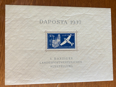 SAKSA DANZIG 1937 DANZIGIN POSTIMERKKINÄYTTELY BL2**