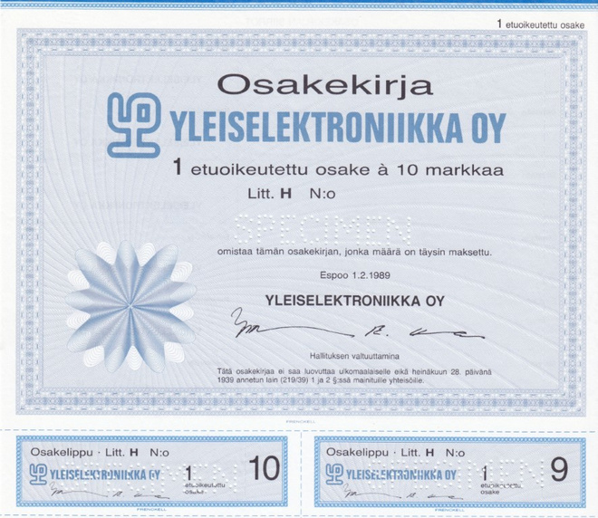 OKK 1989 Yleiselektroniikka Oy (Boreo), Espoo spec pörssi