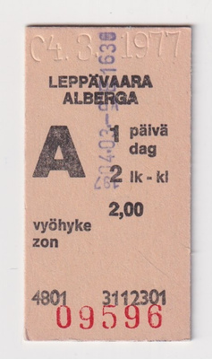 Espoo: Leppävaara - junalippu (2,00 mk)