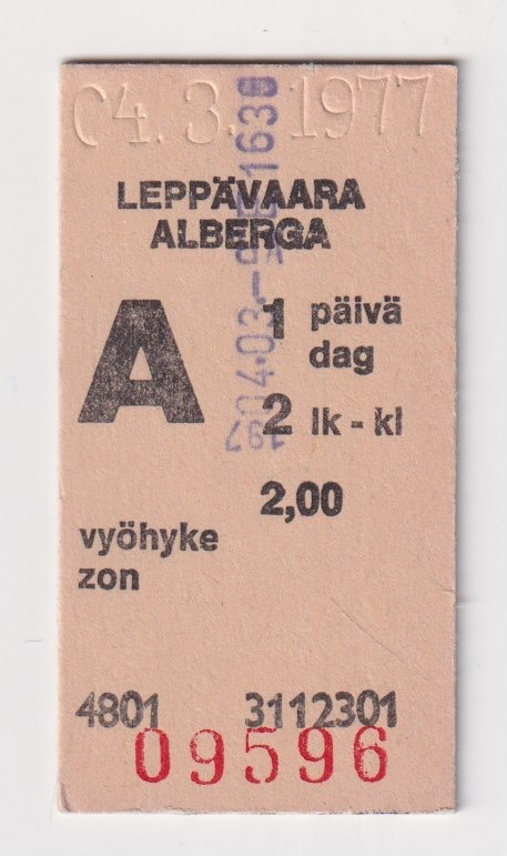 Espoo: Leppävaara - junalippu (2,00 mk)