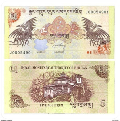 BHUTAN 5 NGULTRUM 2011 UNC (K15-S78)