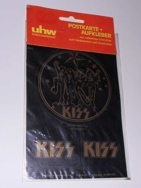 Kiss : Vanha "Länsi-saksalainen" Kiss postkarte + aufkleber