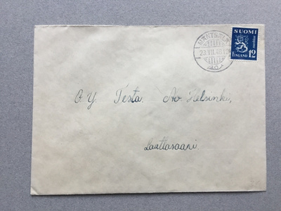 Postilähetys M30 12mk, Mäntsälä 1948