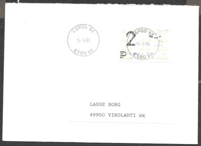 Postilähetys - Automaattilipuke (LAPE ATM12) Espoo 11.5.1992