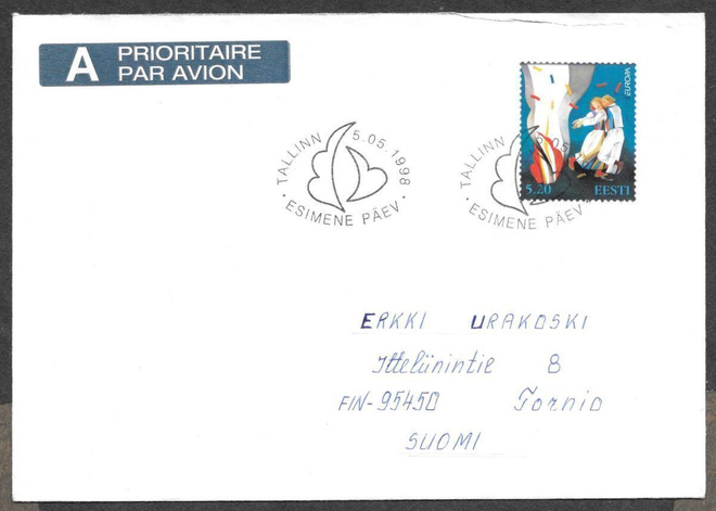 Eesti - Eurooppa 1998 FDC (LAPE 325)