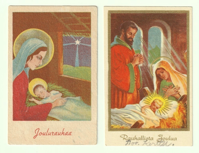 Vanhoja uskonnollisia joulukortteja