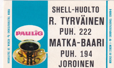 Joroinen, R. Tyrväinen, SHELL - Huolto, Paulig  8/9