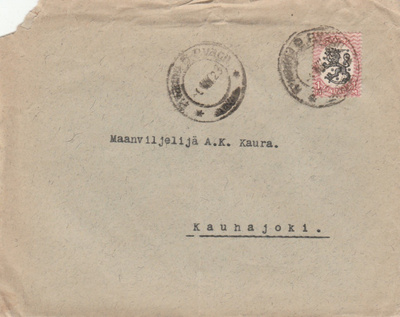 1928, Kirje Postivaunu 5--Kauhajoki