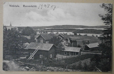 Ruovesi, asutusta ja järvinäkymä, mv pk, p. 1907