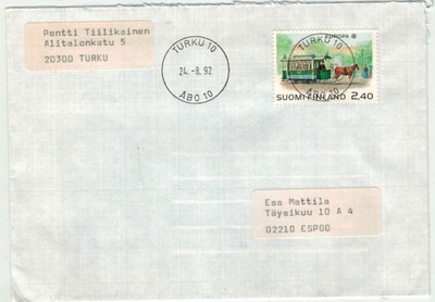 1988 Eurooppa 2,40 mk loistoleimainen kirje