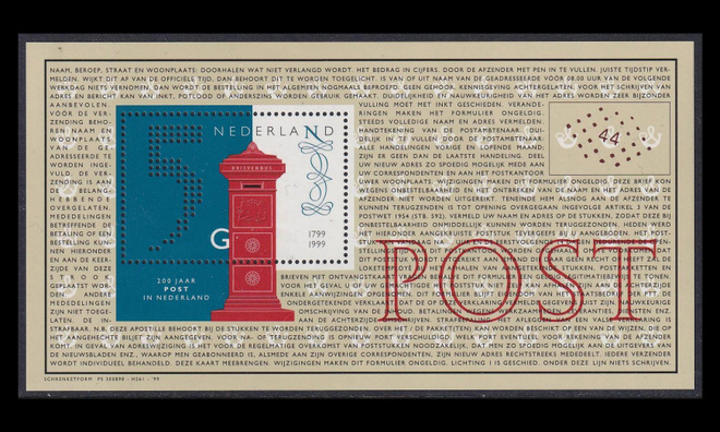 Alankomaat 1739BL61 ** Posti 200v (1999)
