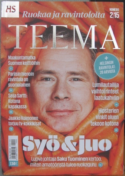 HS Teema 2/2015. Ruokaa ja ravintoloita. 106 s.