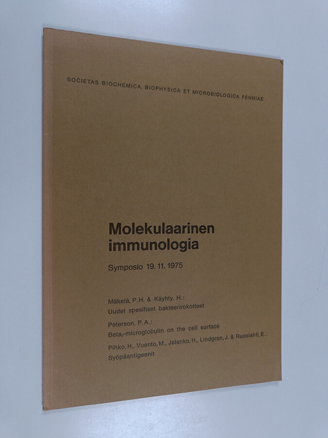 Molekulaarinen immunologia : symposio 19.11.1975