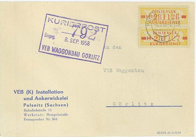 DDR Verwaltungspost Mi 18 pari kirjeellä
