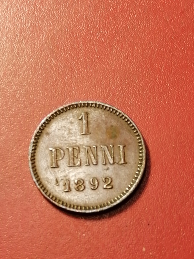 *Suomi *  1 penniä  *1892 *   Copper/Kupari *1+