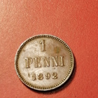 *Suomi *  1 penniä  *1892 *   Copper/Kupari *1+ - pikkukuva 1