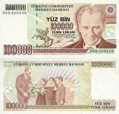 Turkki 100000 Lira v.1994 (P-205b) UNC