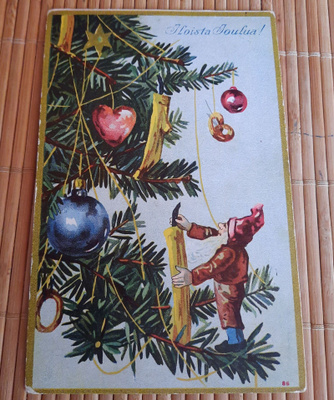 Wanha,Carte Postale pikkuinen tonttu oksalla, nyrkkiposti