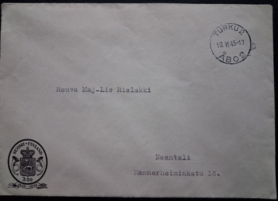 18.6.1945 Ehiöt 100 vuotta fdc kuori.