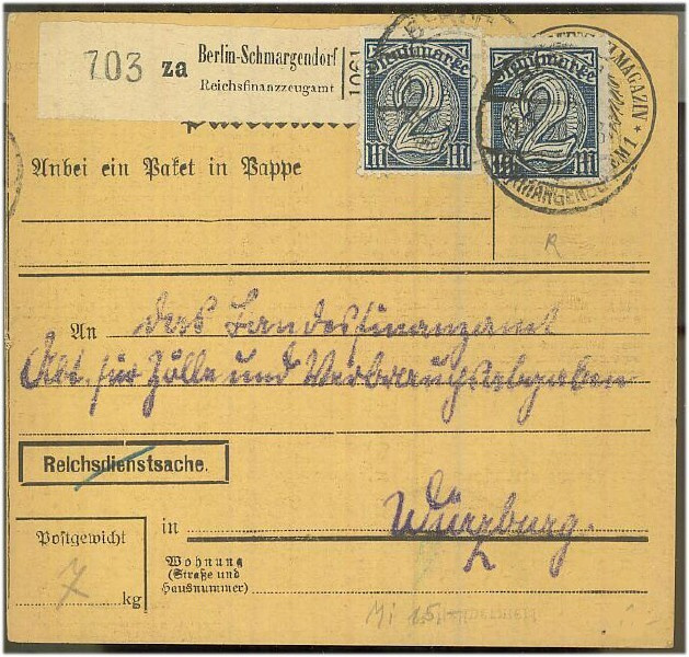 Saksa Dienst Mi 32 2 kpl pakettiikortilla