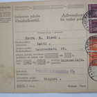 Kotimaisen Paketin Osoitekortti Viipuri Kolikkomäki 1930 - pikkukuva 1