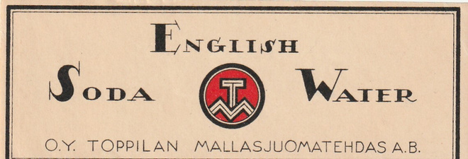 VANHA JUOMAETIKETTI - ENLISH SODA WATER TOPPILA (K11-S53)