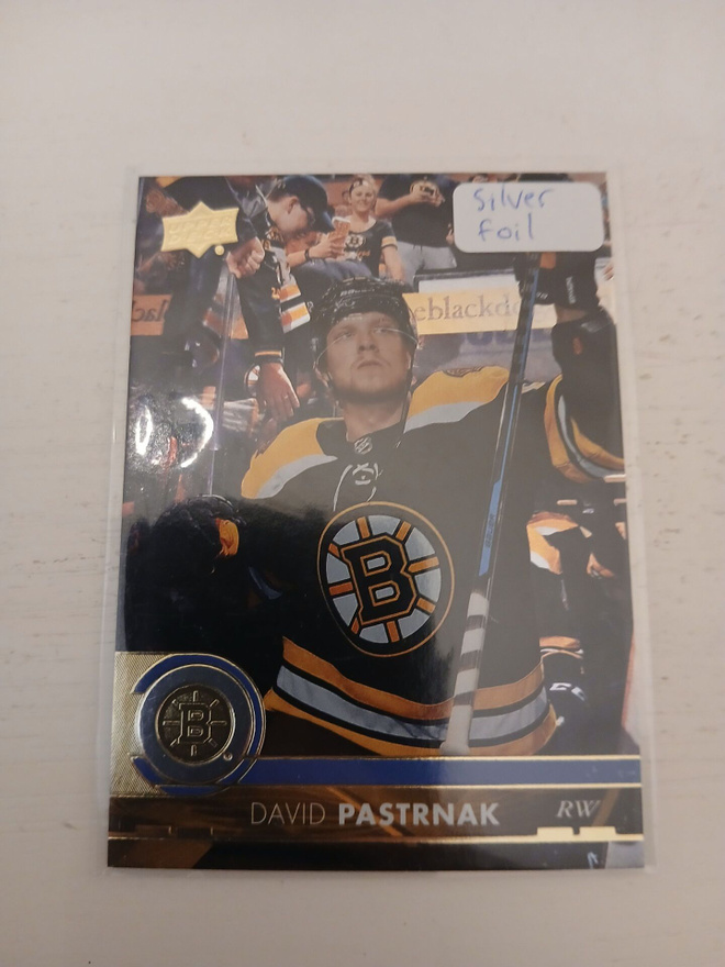 David Pastrnak - UD silver foil / Boston Bruins