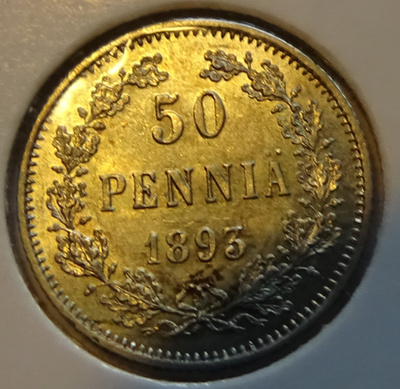 1893 50 penniä tyyppi 328.2 kl8 hyväkuntoinen kolikko