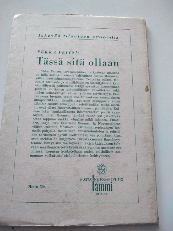 Kirja Pekka Peitsi eli U.Kekkonen