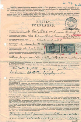 1947 "KYSELY" kanadalaisesta paketista