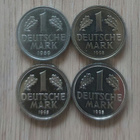 1 Deutsche Mark -kolikot 4 kpl erä, 1989 & 1995, Proof / UNC - pikkukuva 1