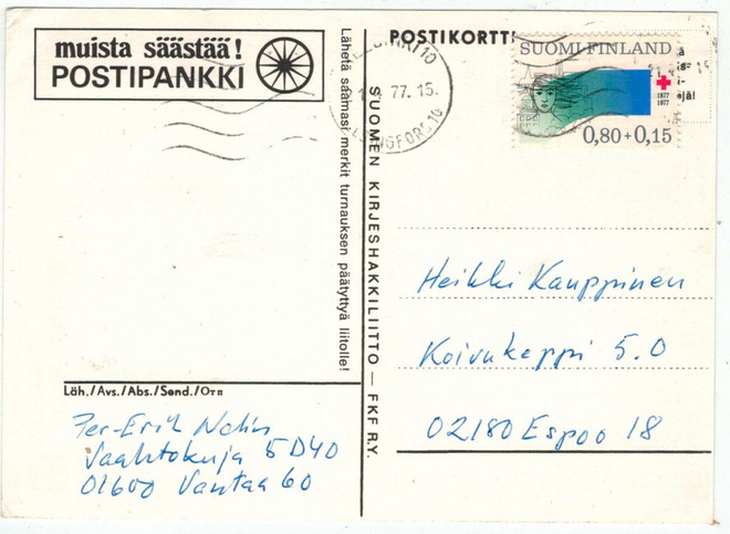 1977 PR 0,80 mk postikortti